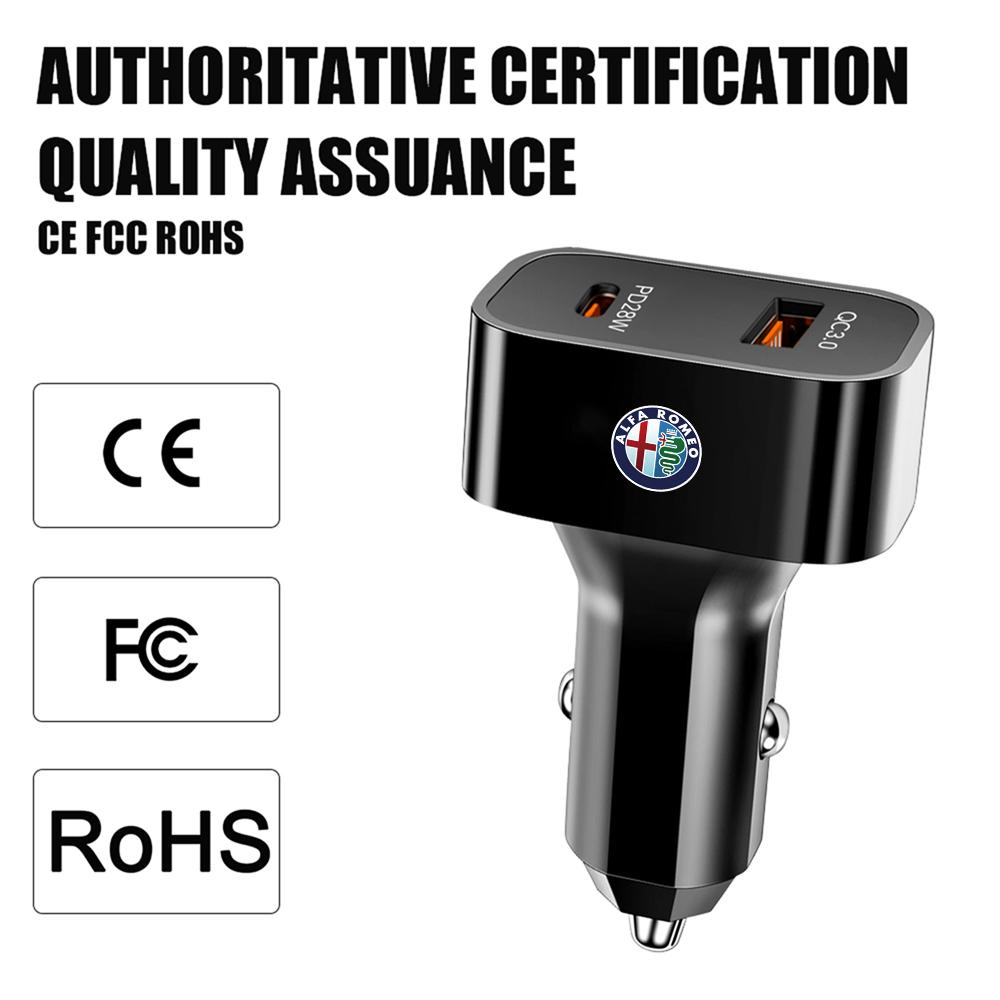 Car Charger Lighter Fast Charging Mini PD USB Type C Car Phone Charger For Alfa Romeo 159 147 Giulietta Stelvio 156 MiTo