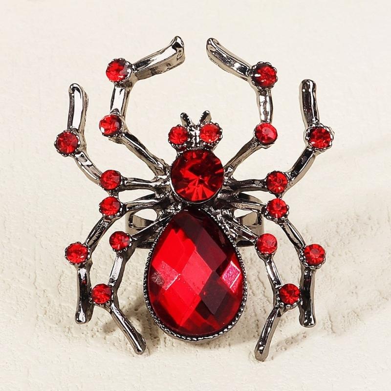 Diamond Spiders Shape Hairpin/Earring/Rings Set Halloween Hair Clip for Vacation Carnivals Ponytail Bangs Hairpin Girl