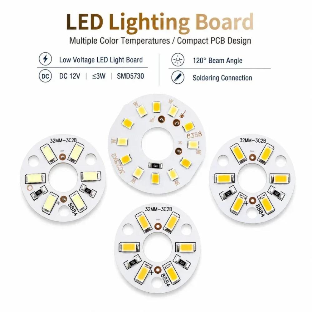 10pcs LED Light Board 3W Warm White 12V Dia 32MM SMD 5730 Lamp Bead Plate For DIY Bulb Circular Transformation Light Source