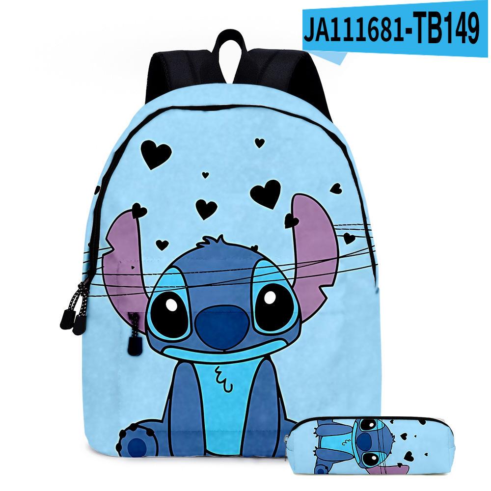 Stitc Cartoon Full Print Backpack Student Bag Pencil Case Two-Piece Set Children'S Backpack