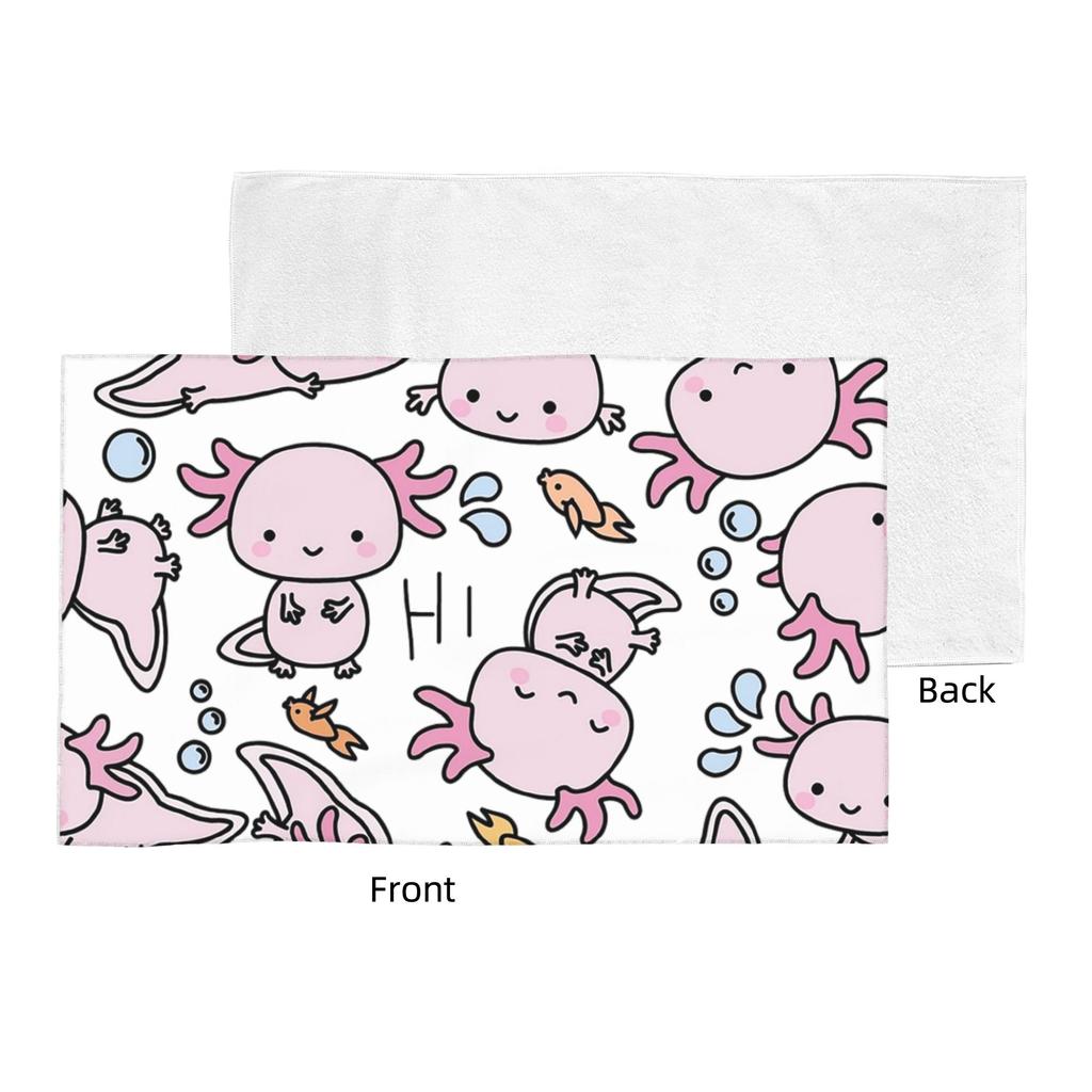 Swimmy Axolotls Soft Face Towel Quick Dry Pool Bath Cotton Towels Absorbent