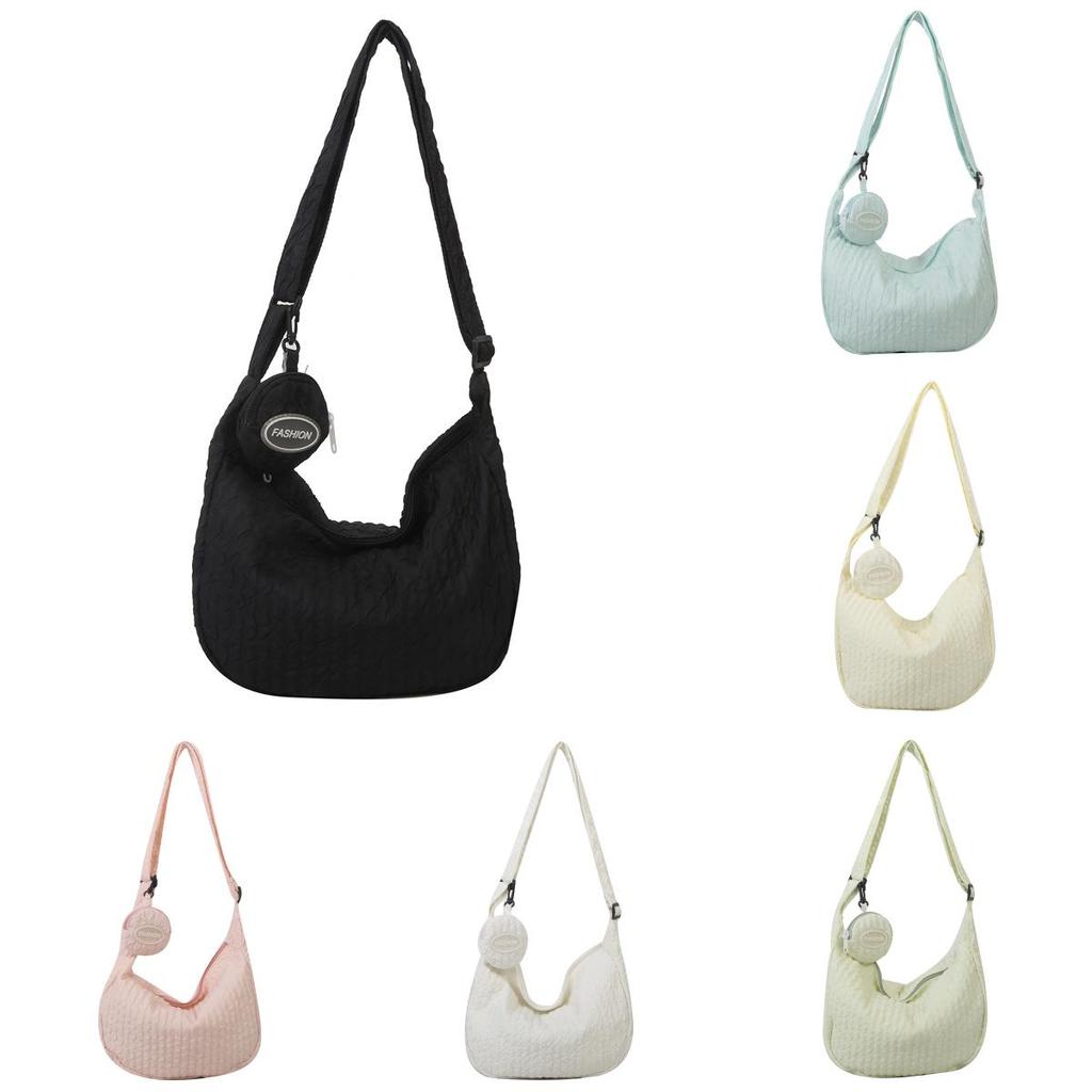 Canvas Cloud Puff Bag For Women With Zipper Closure And Inner Pockets For Daily Use