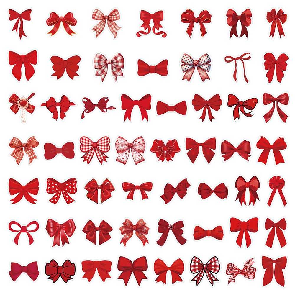 54 Stuks Rode Strik Uitgesneden Stickers Set - Schattige Stijlvolle Waterdichte Decoratie voor Scrapbooks, Telefoons & Knutselprojecten AnimeWorlds Store red