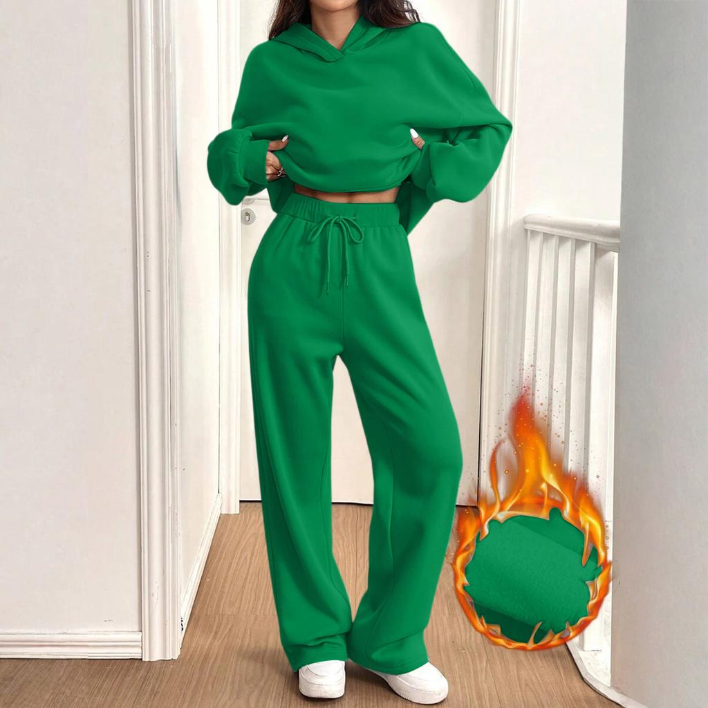 Women's Casual Warm Hooded Sweatshirt And Sweatpants /Winter Sports Set