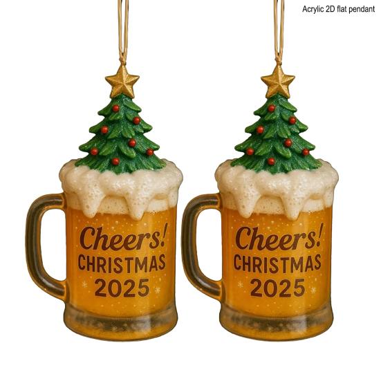 Christmas Drink Cup Ornaments Acrylic Hanging Decor for Tree Car Mirror Festive Birthday Party