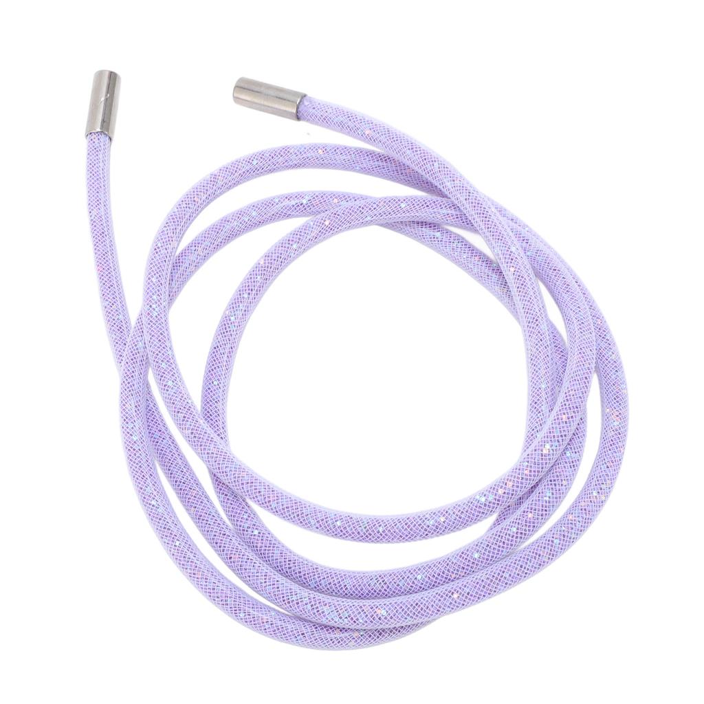 Glitter Drawstring Cord White Mesh Shiny Sequin Round String for Hoodie Clothing Shoe Sweatpants 138cm