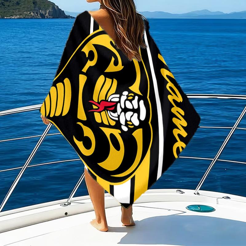 1pc Football18 Beach Towel with Custom Name, Beach/Swimming/Bath/Picnic/Camping Towel, Suitable for Seaside Beaches