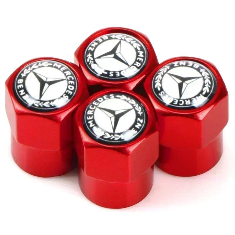 UKY5 Car Tire Valve Stems Cap Knurling Style Tire Valve Cap Tire Wheel Stem Air Valve Cap For Mercedes Benz W211 W204 W210 CLA GLA
