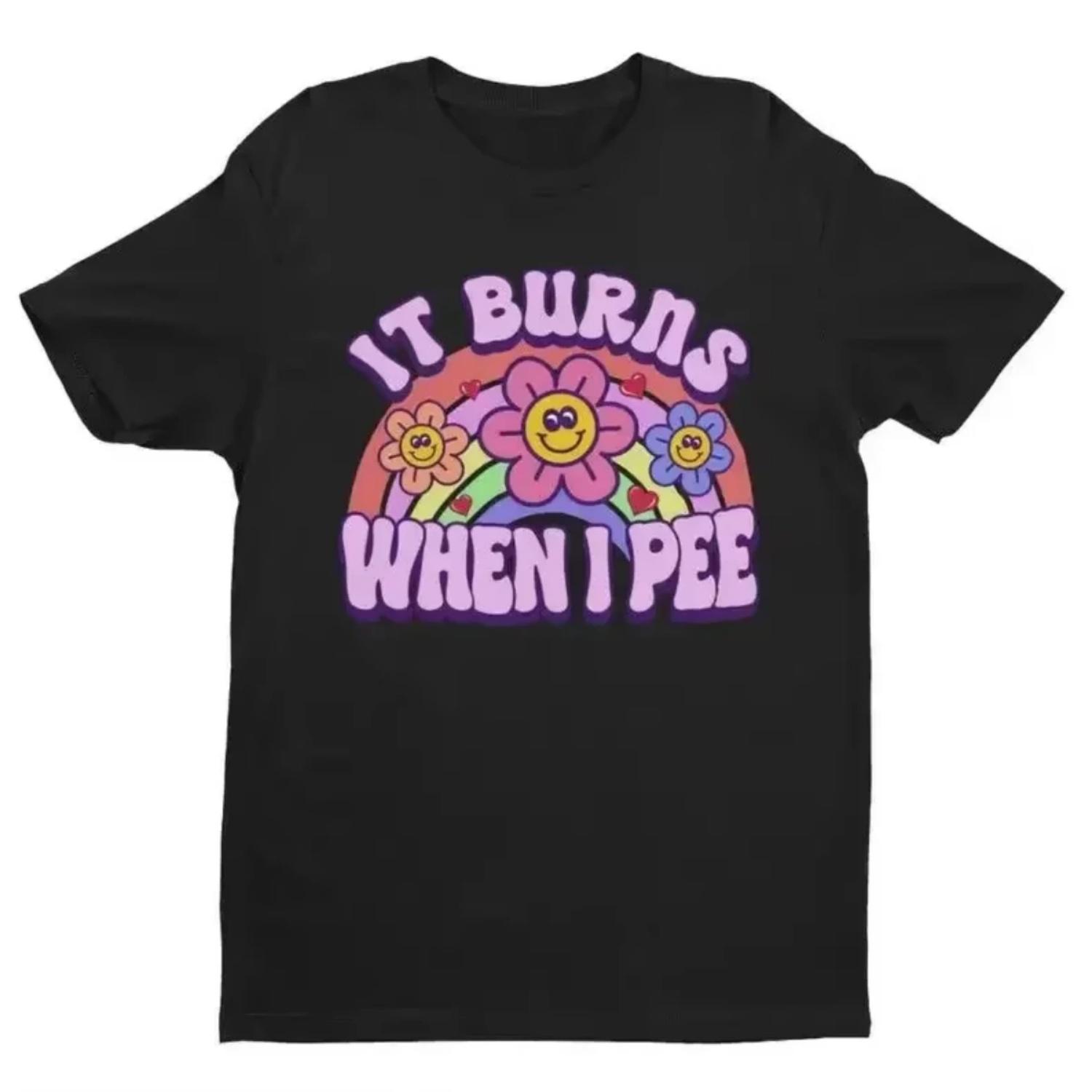 

Women It Burns When I Pee Retro Shirt Funny Meme Offensive Humor Tops XXXXXL чорний