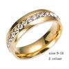 Luxury Gold Color Mounting Feminino Stainless Steel Ring Bijoux 0.5 Ct Single Row Zirconia Engagement  Silver Color Rings