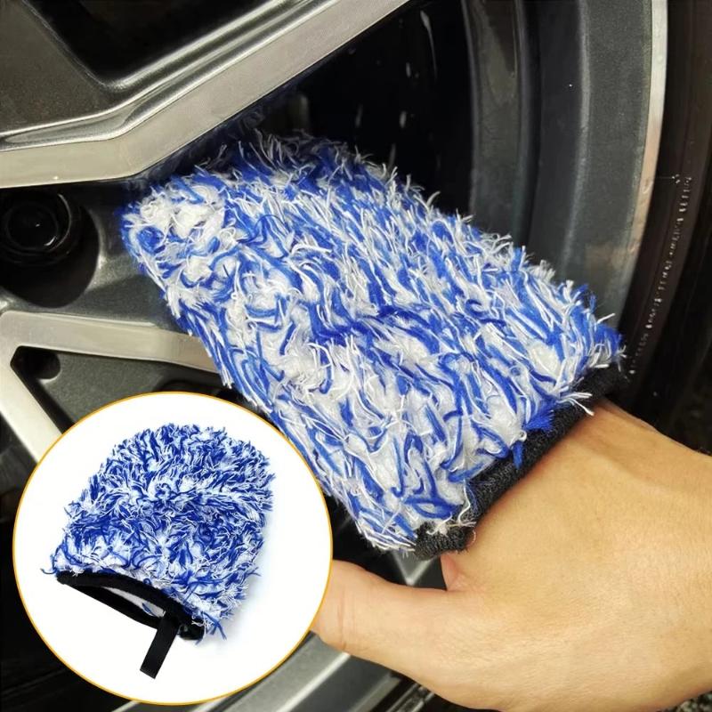 Thick double-sided ultra-fine fiber wheel detail washing gloves ultra soft car detail washing gloves