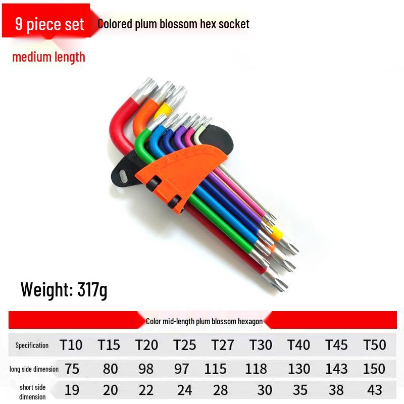 Chrome Vanadium Steel Hex and Torx Wrench Set for Home and Auto Repair