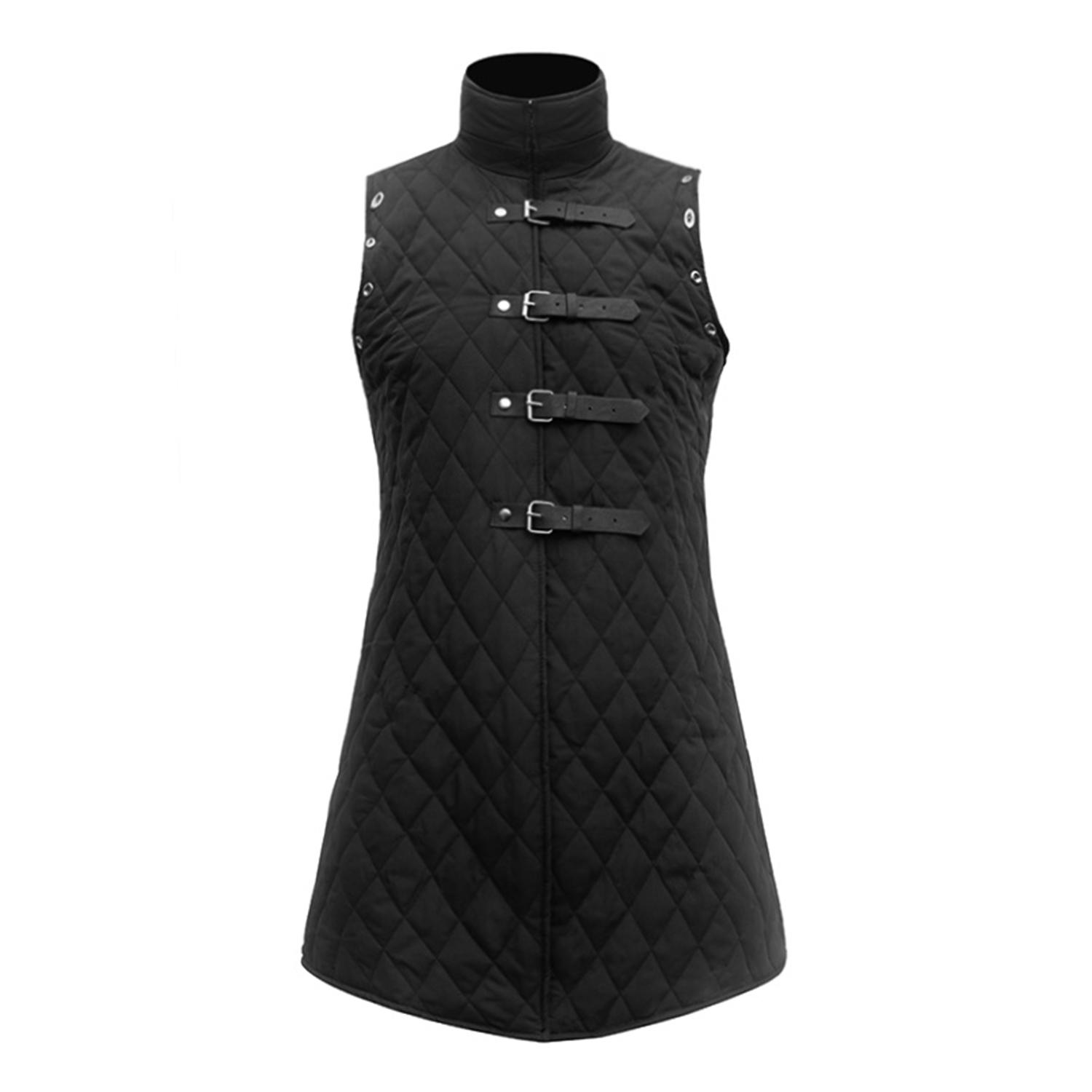

Костюм Aketon Armor Vest Coat Середньовічний костюм без рукавів Larp Knight Hunter Outfit для дорослих чоловіків XXXXL чорний