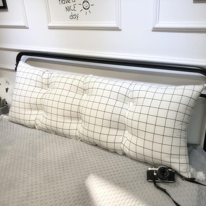 Thickened By 15cm Cute Korean Style Headboard Large Backrest Colorful Checkered Bed Cushion Soft and Skin Friendly Soft Bag Bedroom Tatami Pillow