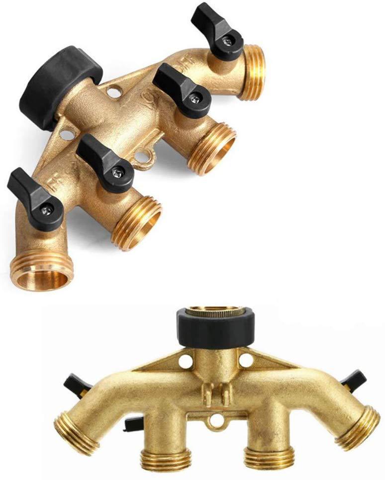 Four-Way Copper Water Faucet Splitter with High-Pressure-Resistant Rubber Coating.