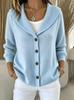 2026 Europäischer und Amerikanischer Damen Herbst/Winter Strickknopf-Revers-Pullover - Bestseller Unifarbener Stil