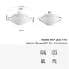 European Embossed Butterfly Ceramic Bowl with Lid & Double Handles, Breakfast, Dessert & Oatmeal Bowl