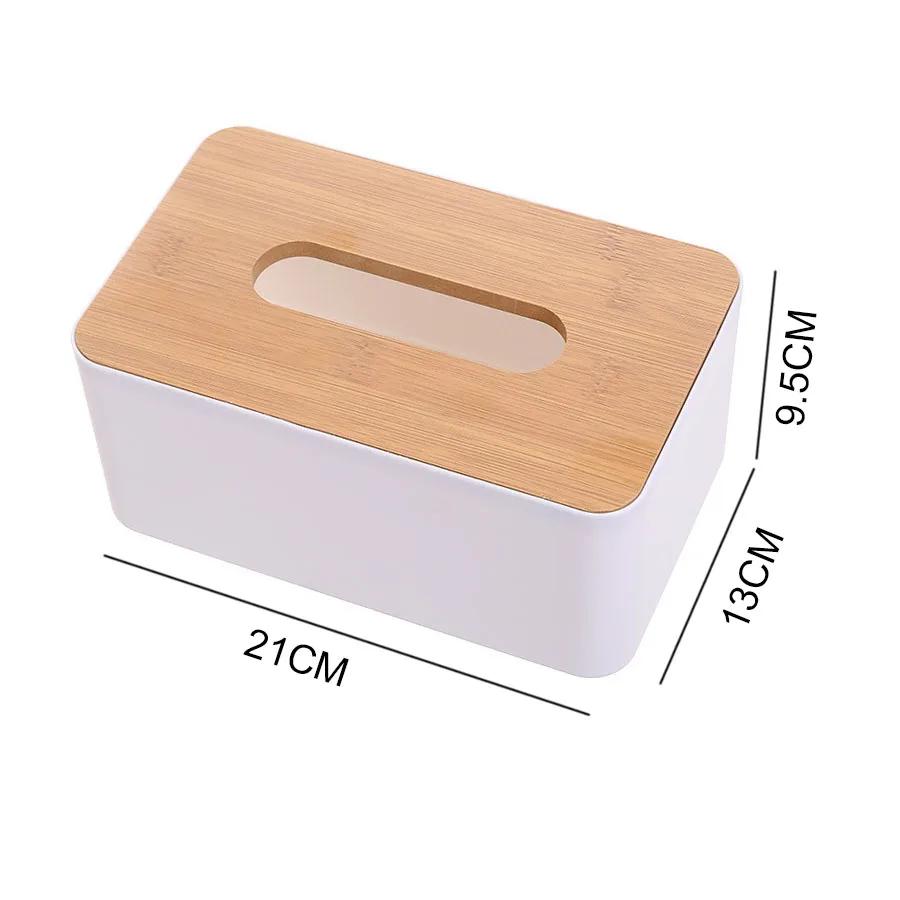 Plastic Tissue Box Wooden Lid Round/Square Napkin Holder Container Wet Tissue Paper Dispenser Case Modern Home Car Organizer