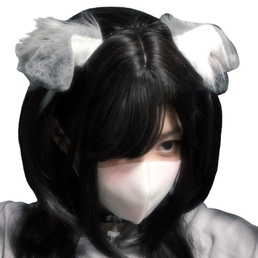 Akita Dog Ears Plush Headband Soft Comfortable Headwear Furry Animal Ear Costume Accessory for Parties and Cosplay