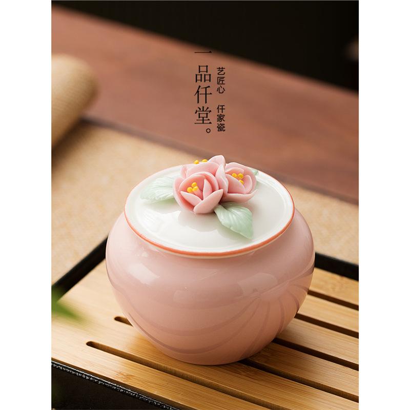 Yipinqiantang hand-kneaded pollen-colored ceramic tea cans