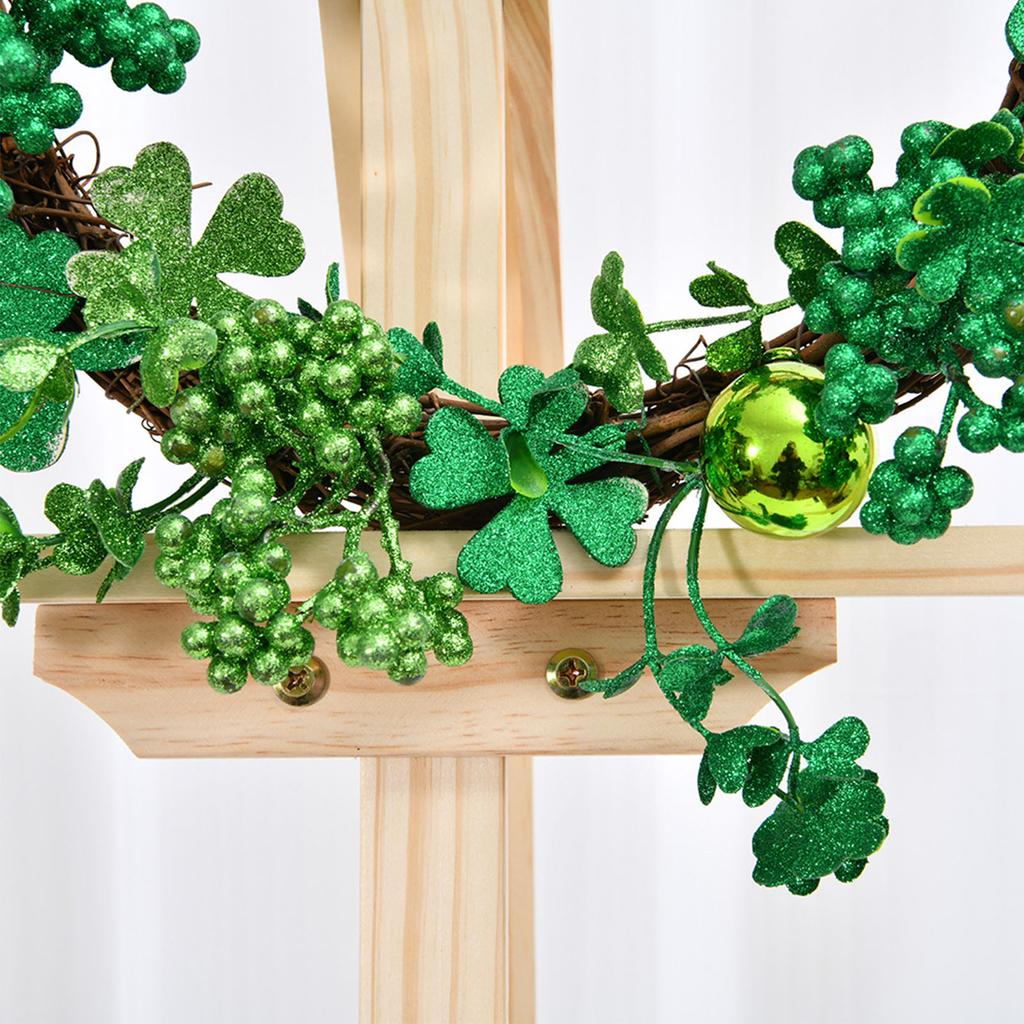 St Patricks Day Wreath for Front Door 15.7 Inch Artificial Clover Lucky Shamrock Wreath for Spring Summer Party Decor