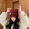 Large Head Pointed Top Hat Polyester Warm Winter Beanie Cute Fuzzy Knitted Beanie  Outdoor Use