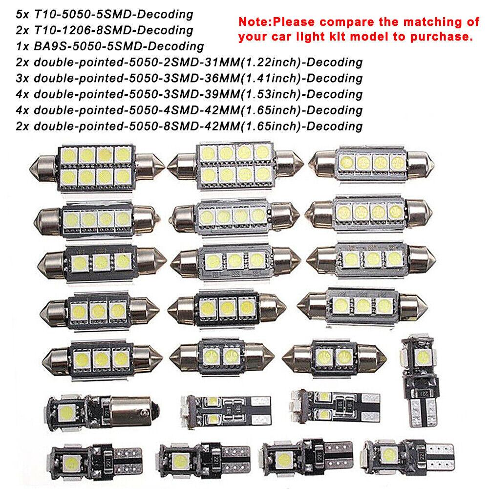 23pcs Led Car Light Bulb T10 Interior Map Dome Trunk License Plate Lamps Kit Ultra-thin Shape White Lights