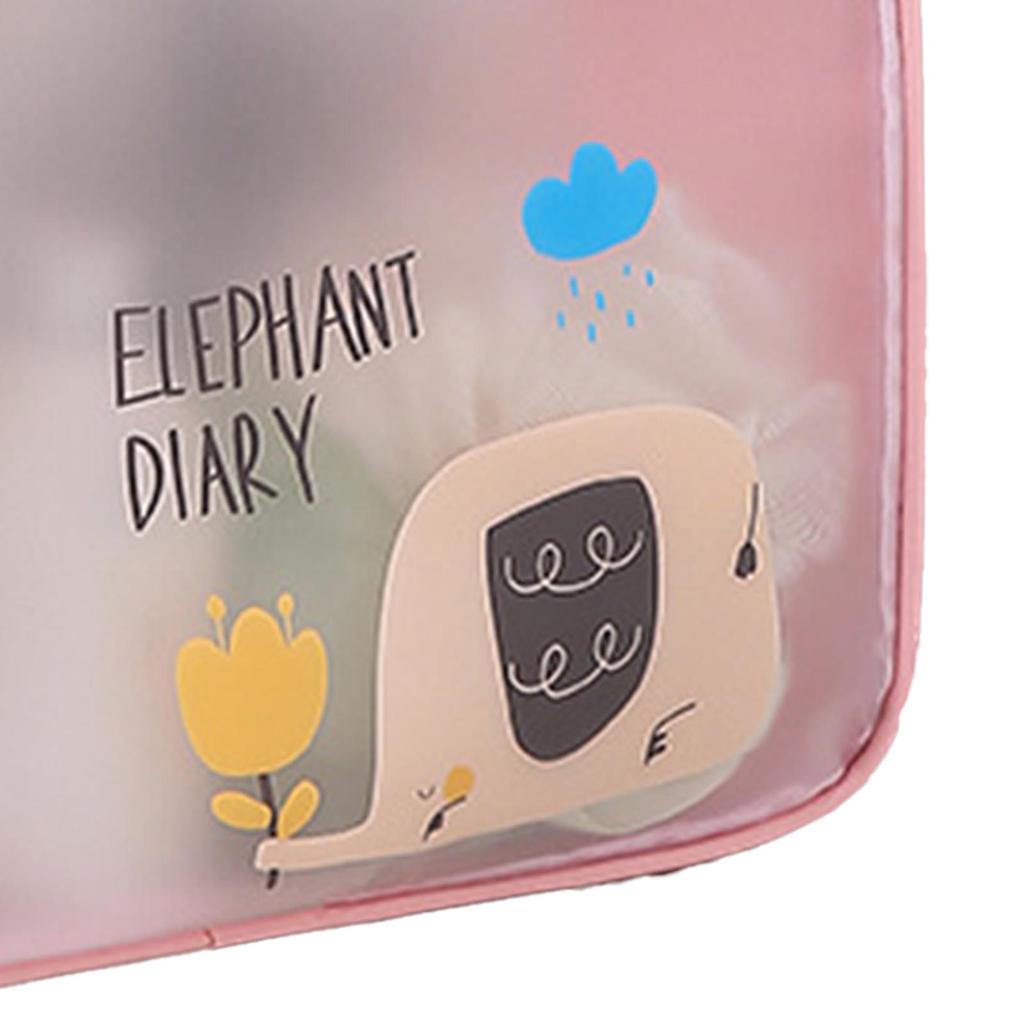 Cosmetic Bag PU PVC Clear Cartoon Pattern Handheld Waterproof L Size Makeup Bag for Swimming Toiletry Pink