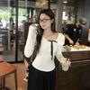 Autumn and Winter Warm German Velvet Long-sleeved Top, Women's Korean Full-printed Polka Dot Bow, Sweet and Thin Bottoming Shirt