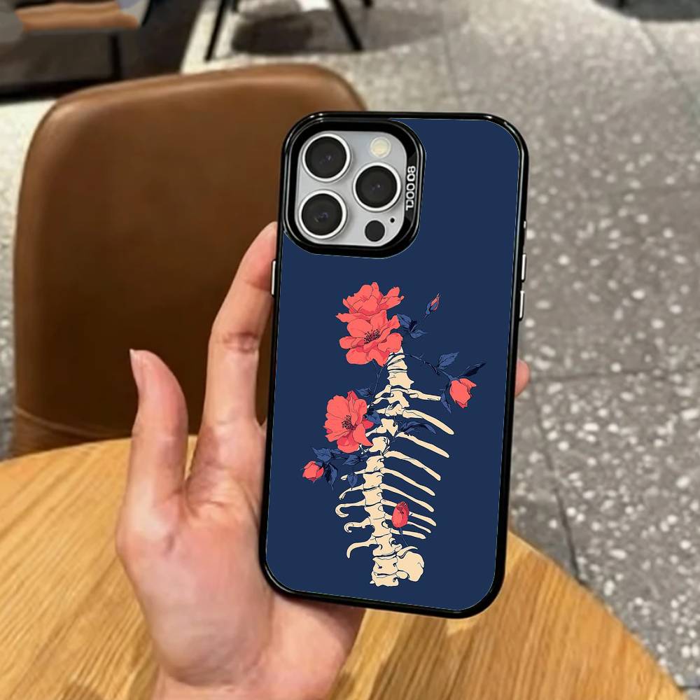 

TrendArt artistic skull Phone Case For iPhone17,16,15,14,13,12,11 Plus,Pro Max Colored Silver Plated Inside Cover iPhone15