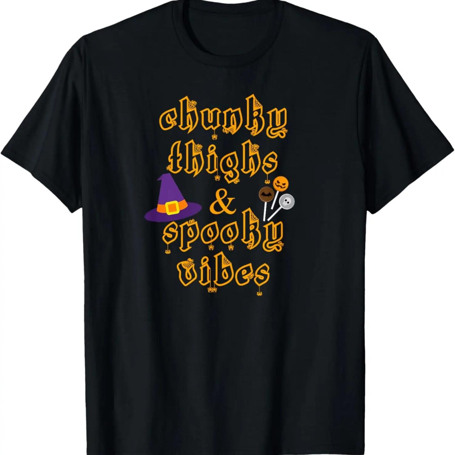 Cute Halloween Costume Thick Thighs and Spooky Vibes T-Shirt S