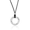 Tichiya Sterling Silver Retro Couple's Necklace with Black Cord