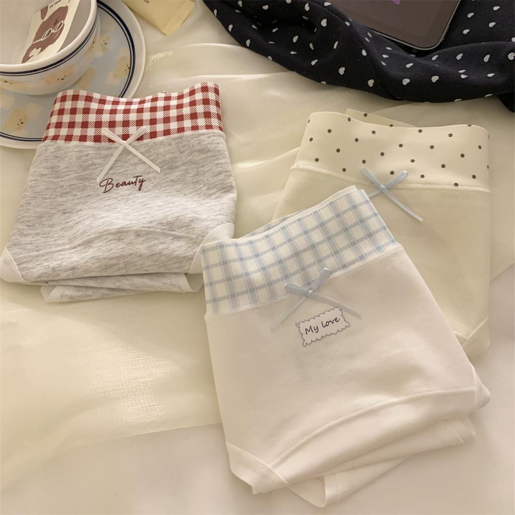 Girls Spring and Autumn Sweet All Match Splicing Cotton 10A Extension Antibacterial Crotch Triangle Briefs