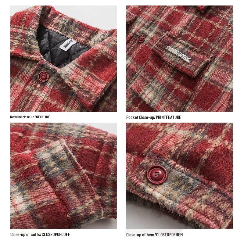 Men's Trendy Plaid Jacket - Youthful, Literary Lapel Long Sleeve for Spring/Autumn