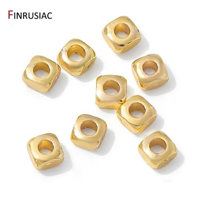 50pcs/lot 14K Gold Plated Brass Cube Square Spacer Beads,Separator For Beads,DIY Bracelets Necklace Jewelry Making Accessories