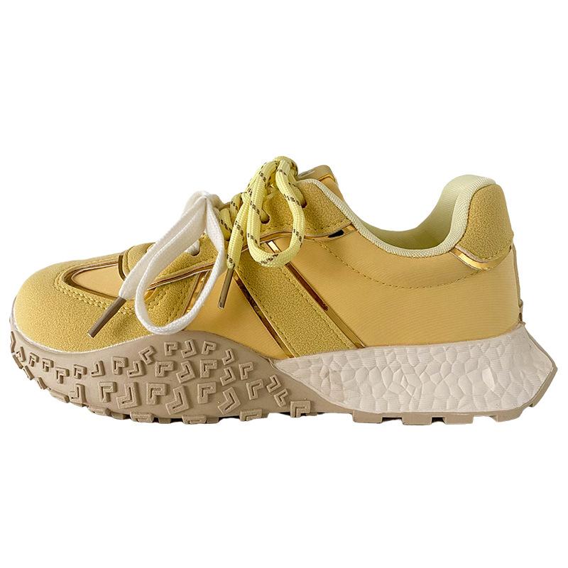 

LZ6071 latex insoles/platform sneakers women s shoes 2025 new dad shoes heighten Hong Kong style chic niche 35 жёлтый
