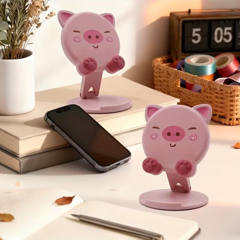 1pc Cute Pig Phone Holder Compatible for all Smartphones - Adjustable Folding Stand, Portable Bank-Shaped Phone Stand for Desk, Bedside, Travel