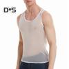 Herren Mesh-Tanktop, ärmellos, glitzernd, transparent, lässig, durchsichtig, Muskel-T-Shirt für den Alltag im Fitnessstudio