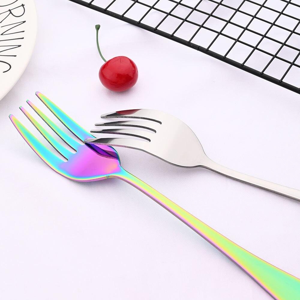 Western Food Furculiță pentru salată Veselă de serviciu Furculiță Tacâmuri Set de veselă colorat Oglindă Tacâmuri din oțel inoxidabil Kit de bucătărie