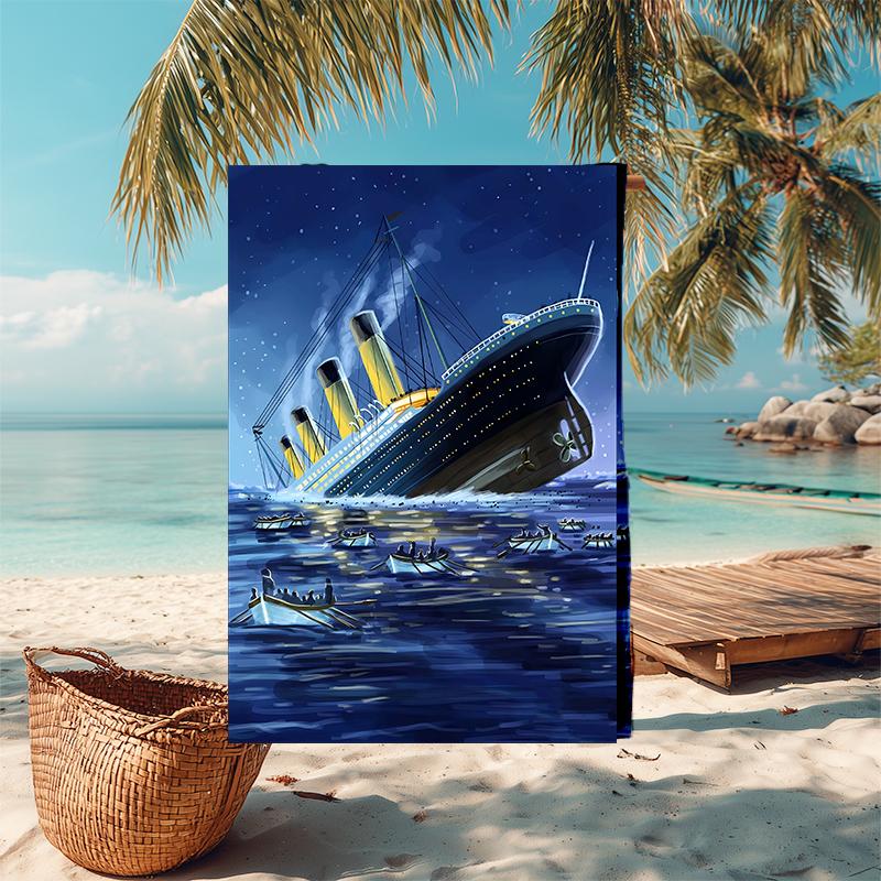 1pc Titanic1 Beach Towel, Comfortable and Thick, and Swimming/Bath/Picnic/Camping Towel, Suitable for Seaside Beaches