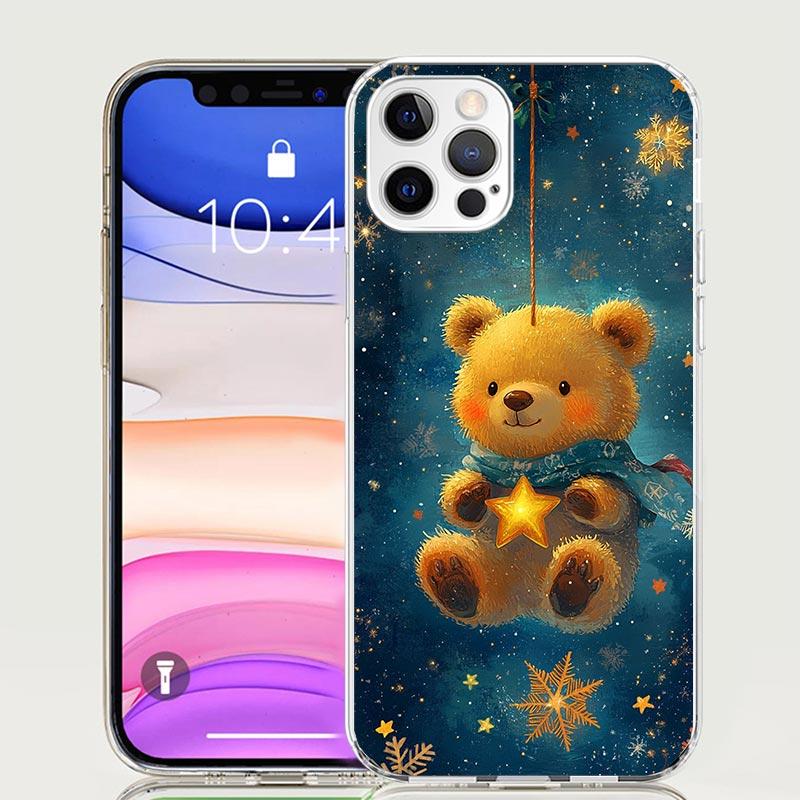 Animal Brown Cute Bear Phone Case For iPhone 17 Air 16 15 Plus 11 14 Pro Max 13 Mini 12 7 8 + SE Pattern Art Customized Cover 17