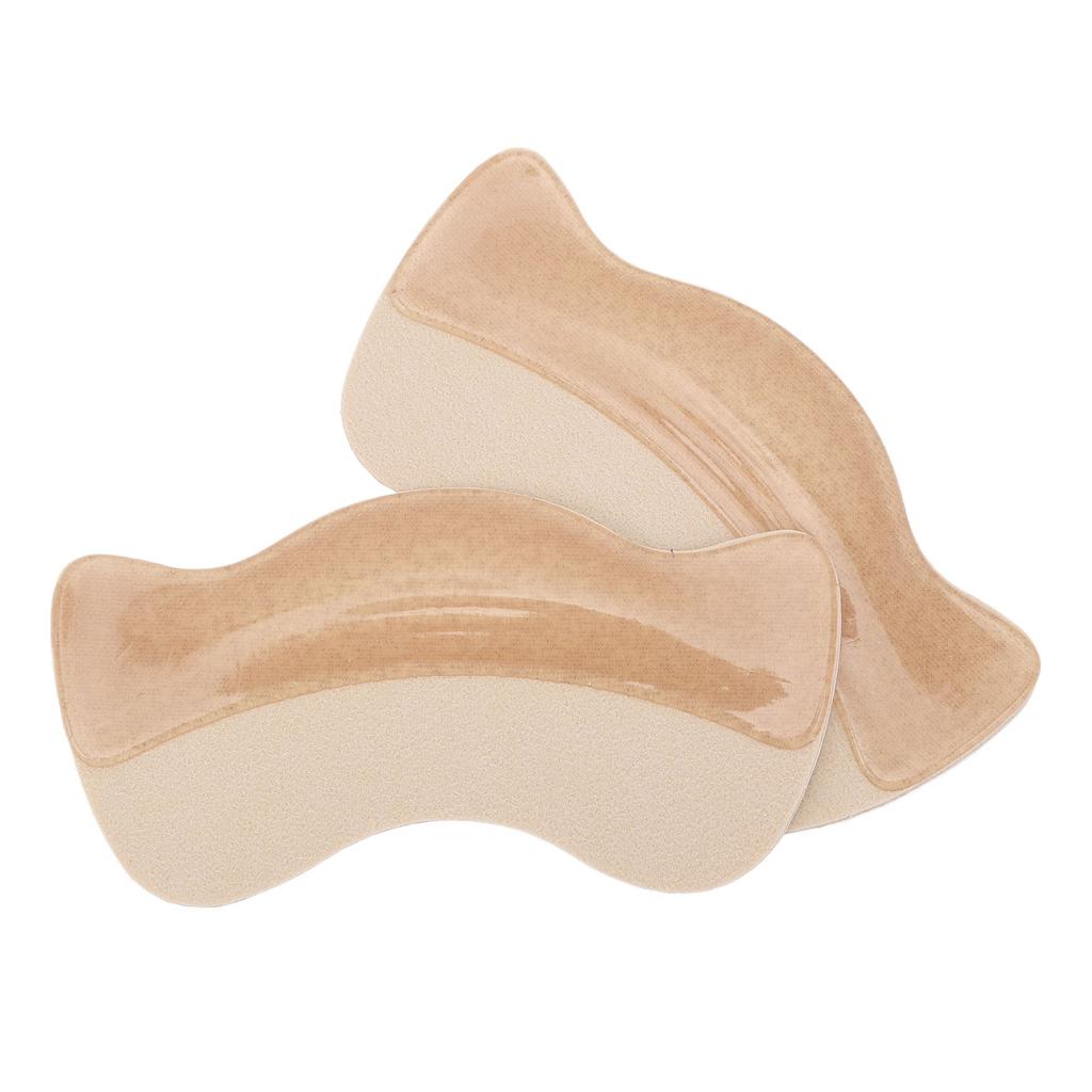 4 Pairs Heel Grips Liner Moon Shaped Cushions Inserts Soft Elastic Self Adhesive Heel Pads for High Heels PU Leather Shoes Apricot