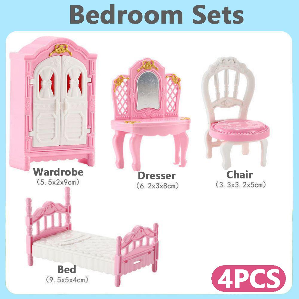 24Pcs Style Brown Miniature DollhouseFurniture Accessory Kids Toy Cute Kawaii Pink Kitchen Cooking Things For Girl Gifts