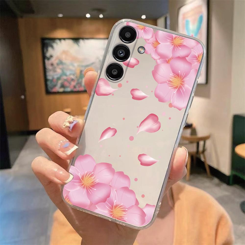 Romantic Lace Pattern Transparent Flower Phone Case For Samsung Galaxy A54 A56 A16 A17 A37 A57 A06 A07 A13 A14 M54 Clear Cover