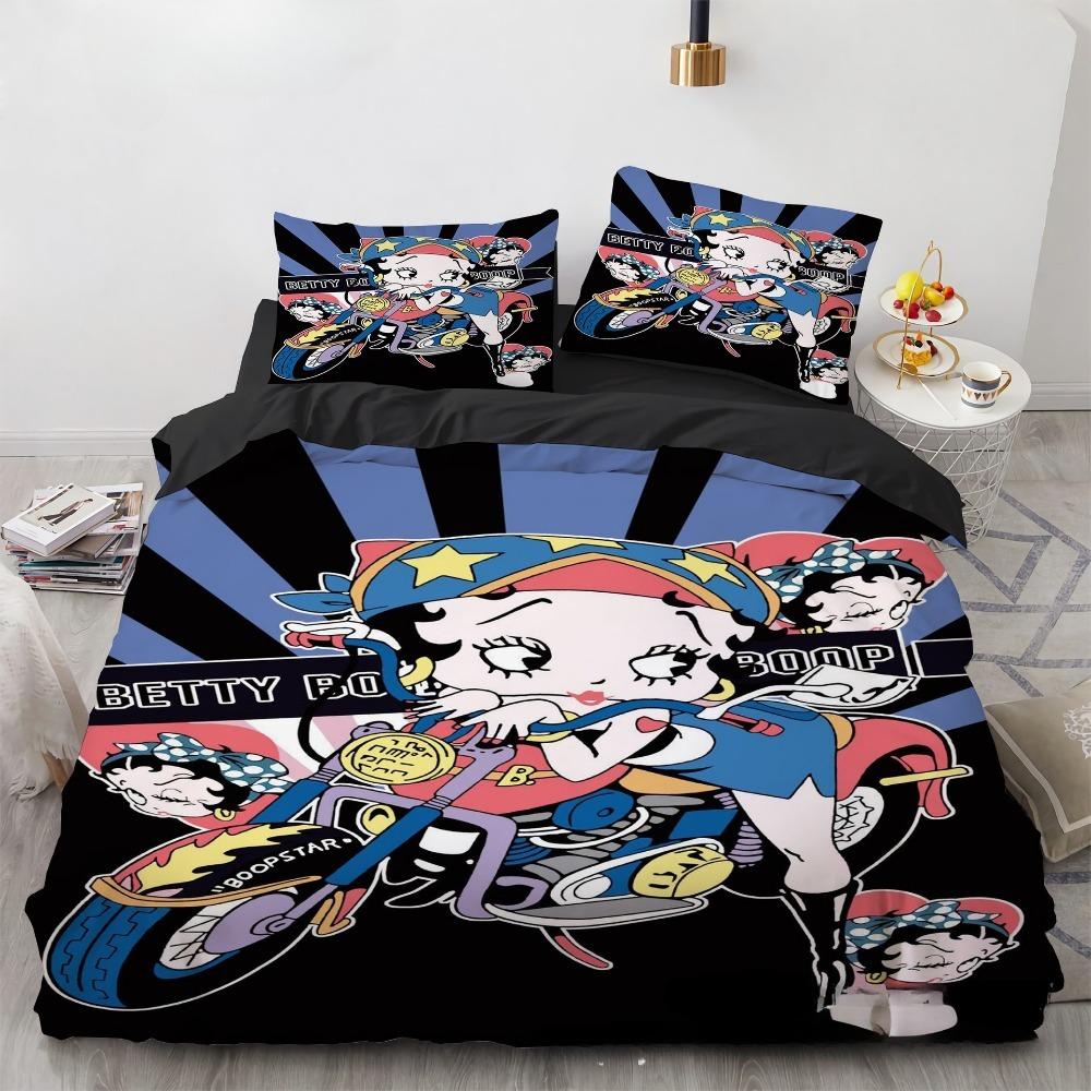 Cartoon Betty Duvet Cover Pillowcase Bedding Set BoyGirl Bedroom Decoration ChildrenGift Single Double Large SizeZip Duvet Cove