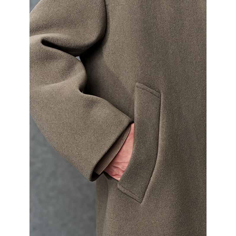 GXG Men's Deep Khaki Loose Fit Warm Commuter Long Overcoat
