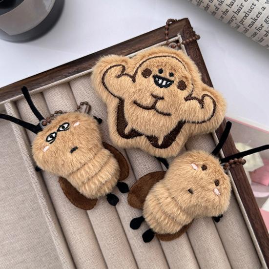 Keychain Pendant Soft Fluffy Muscular Cockroach Charm Key Chain Multi-Functional Key Holder Stress Relief Decompression Toy Keys Bags Car Decoration