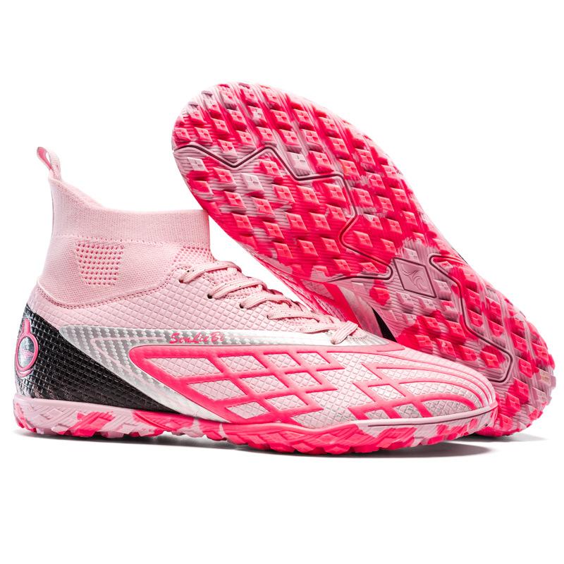 New high-top football shoes fly-woven tf broken nails youth artificial flat leather feet male and female students training shoes