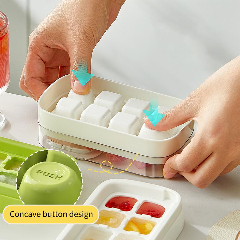 8 Grid Square Ice Cube Tray With Lid Flexible Easy Release Ice Cube Mold Reusable Ice Freezer For Cocktails Beverages