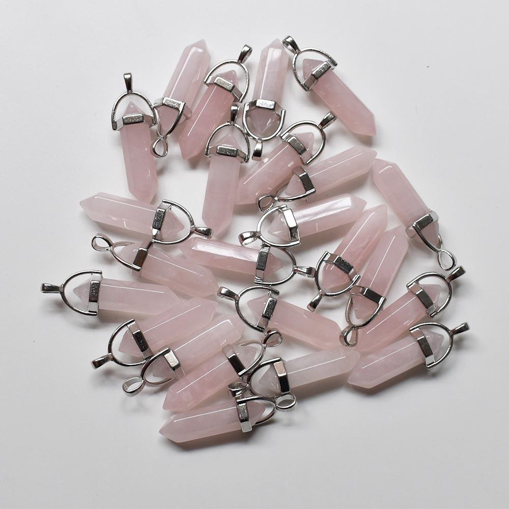 24pcs/lot Fashion quality assorted natural stone mixed pillar charms chakra Pendants & necklaces for making free